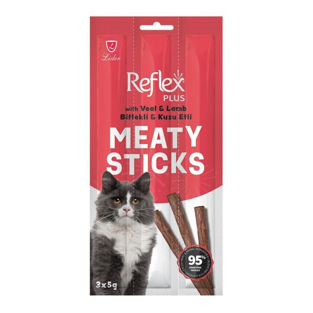 Reflex Plus Tahılsız Kedi Ödül Çubuğu Biftekli ve Kuzulu 3x5 Gr