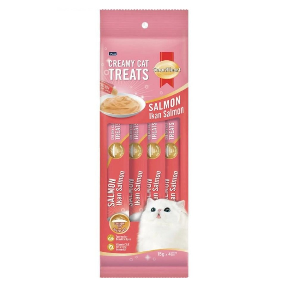 SmartHeart Somonlu Krema Kedi Ödülü 4x15 gr - İkizler Yem MarketSmartHeart Somonlu Krema Kedi Ödülü 4x15 gr
