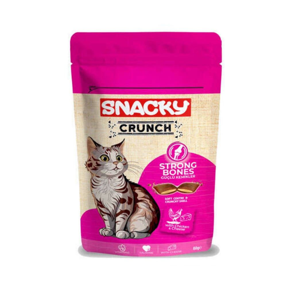 Snacky Crunch Strong Bones Güçlü Kemikler Peynir Tavuk Kedi Ödülü 60 Gr - İkizler Yem MarketSnacky Kedi Crunch Ödül Strong Tavuk-Peynir 60gr