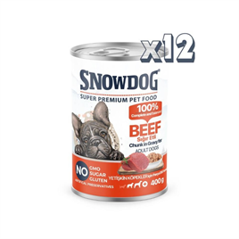 Snow Dog Premium Parça Etli Sığırlı Köpek Konservesi 12 Adet*400 G