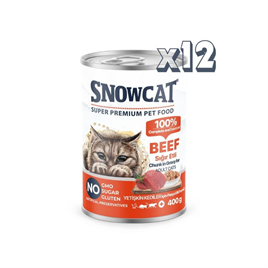 Snow Cat Premium Parça Etli Sığırlı Kedi Konservesi 12 Adet*400 G