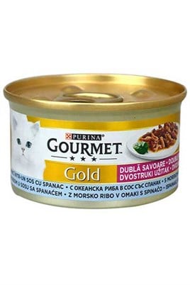 Gourmet Gold Parça Etli Kedi Konservesi Ispanaklı Okyanus Balıklı 85 gr