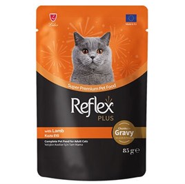 Reflex Plus Pouch Gravy Kuzu Etli Soslu Kedi Yaş Maması 85 Gr