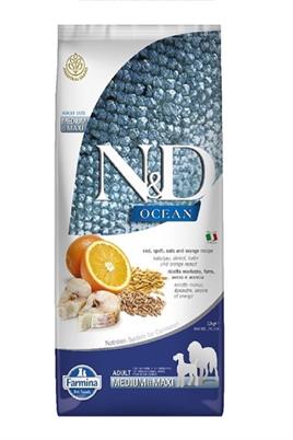 ND Düşük Tahıllı Ocean Morina Balıklı Portakallı Yetişkin Köpek Maması 12 kg