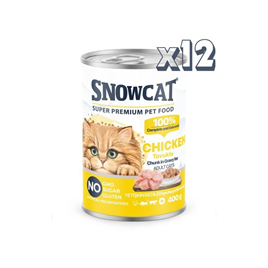 Snow Cat Premium Parça Etli Tavuklu Kedi Konservesi 12 Adet*400 G