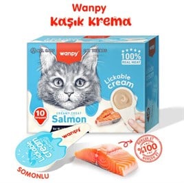Wanpy Somonlu Kaşıklı Kedi Ödül Kreması 10 x 16 Gr - 160 Gr
