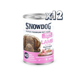 Snow Dog Premium Parça Etli Kuzulu Yavru Köpek Konservesi 12 Adet*400 G
