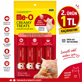 Meo Krema Kedi Ödülü Ton Balıklı Domatesli 4x15 Gr