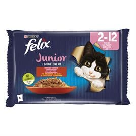Felix Multi Pouch Junior Sığır Etli ve Tavuklu Yavru Yaş Kedi Maması 4 X 85 Gr