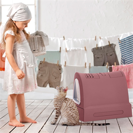 Imac Zuma Torbalı Kapalı Kedi Tuvaleti Pembe 56x40x42,5cm