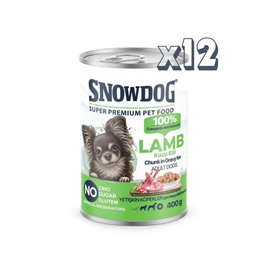 Snow Dog Premium Parça Etli Kuzulu Köpek Konservesi 12 Adet*400 G