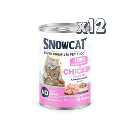 Snow Cat Premium Parça Etli Tavuklu Yavru Kedi Konservesi 12 Adet*400 G
