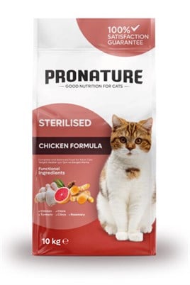Pronature Kilo Kontrolü Için Tavuklu Ve Pirinçli Kısırlaştırılmış Yetişkin Kedi Maması 10 Kg