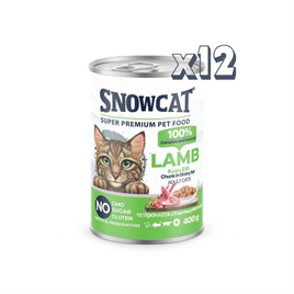 Snow Cat Premium Parça Etli Kuzulu Kedi Konservesi 12 Adet*400 G