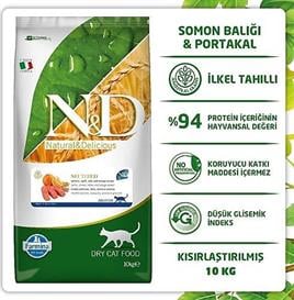 ND Ocean Somonlu ve Portakallı Düşük Tahıllı Kısırlaştırılmış Kedi Maması 10kg