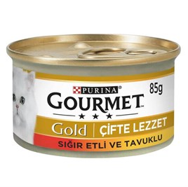 Gourmet Gold Parça Etl Kedi Konservesi Sığır Etli Tavuklu 85 gr