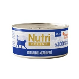 Nutri Feline Jöle İçinde Ton Balıklı ve Karidesli Prebiyotik İlaveli Yetişkin Kedi Konservesi 70gr