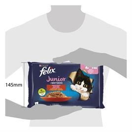 Felix Multi Pouch Junior Sığır Etli ve Tavuklu Yavru Yaş Kedi Maması 4 X 85 Gr