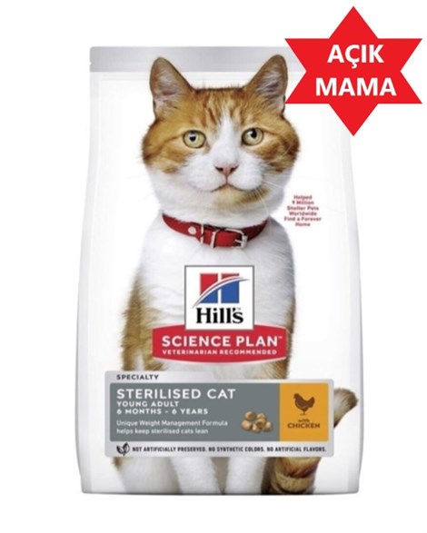 Hills Kısırlaştırılmış Tavuklu Kedi Maması 1 kg Açık Mama