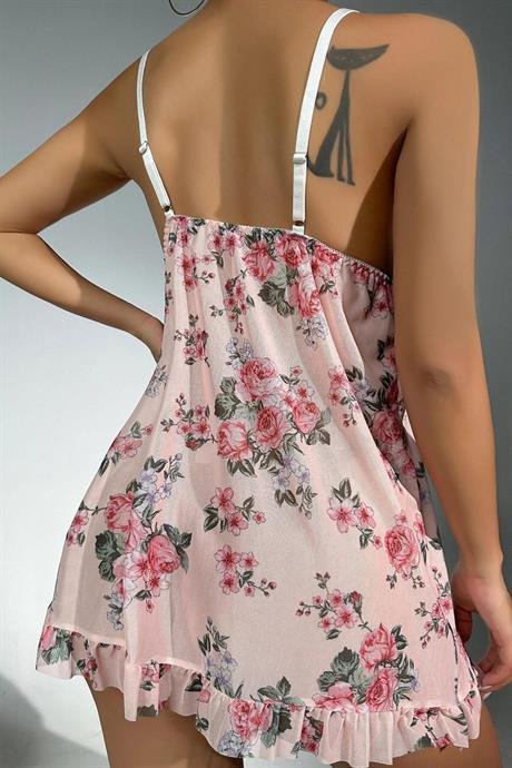 Bella Notte Açık Pembe Dantel Detaylı Gecelik 15615