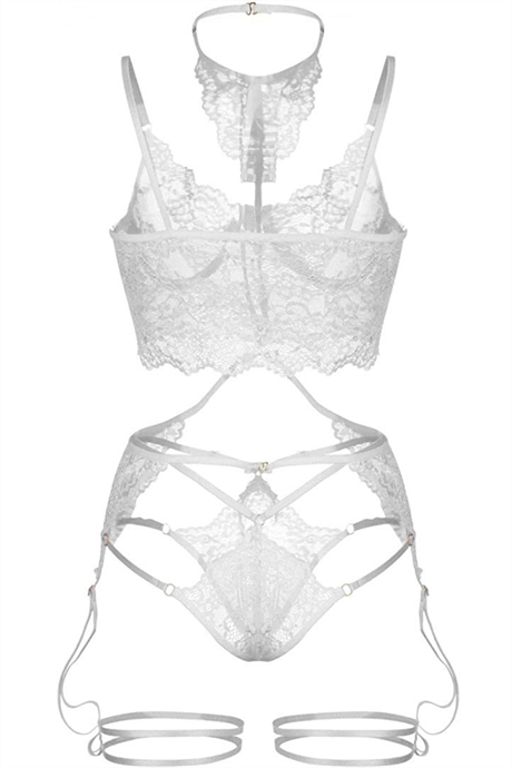 Bella Notte Beyaz Dantel Harnes Detaylı Seksi İç Çamaşırı 16018
