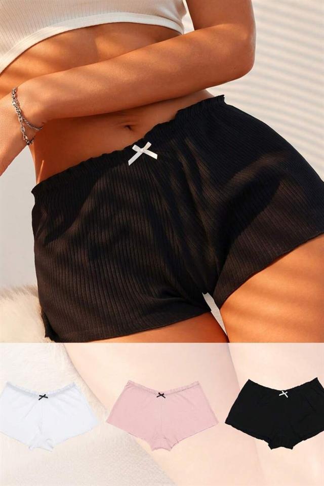 Bella Notte Çok Renkli 3 Parça Fiyonklu Şort Set 7566