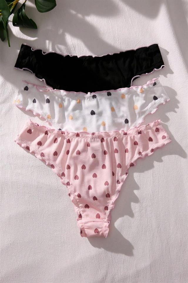 Bella Notte Çok Renkli Marul Trim 3 Lü Külot Set 18039