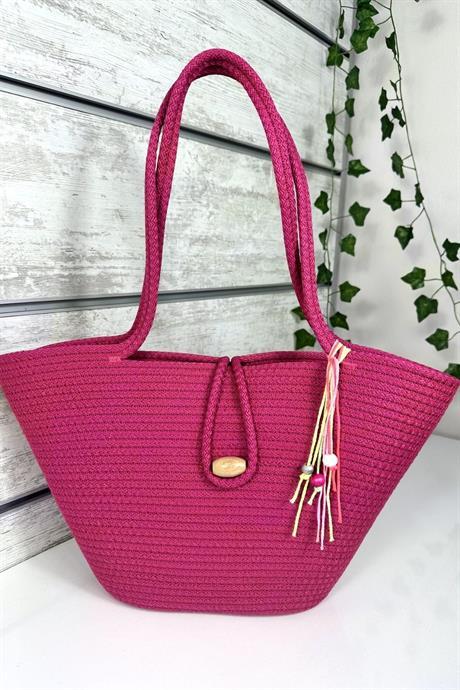 Bella Notte Fuşya Kadın El Yapımı Günlük/Plaj Çantası 8002