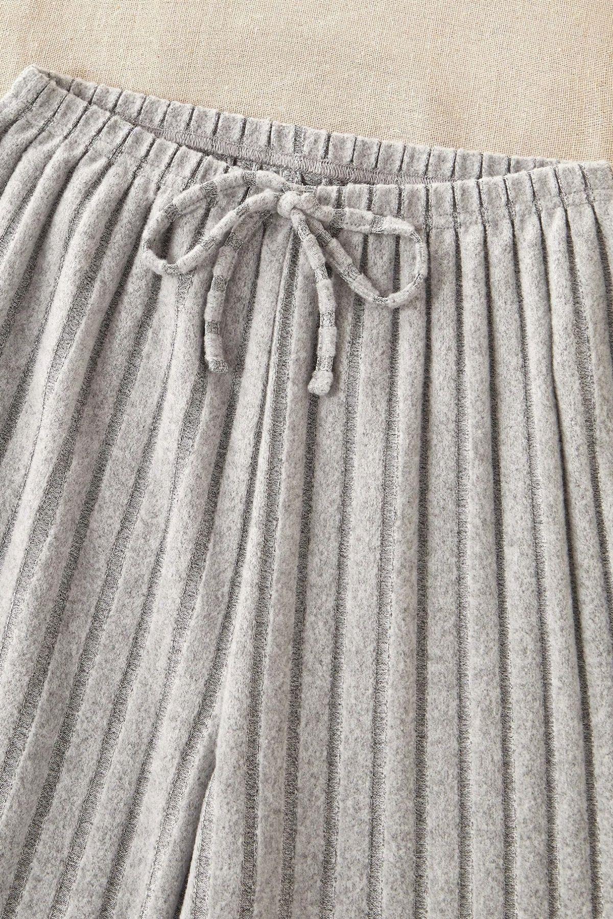 Bella Notte Gri Fitilli Pamuklu Pijama Altı GRİ-7199