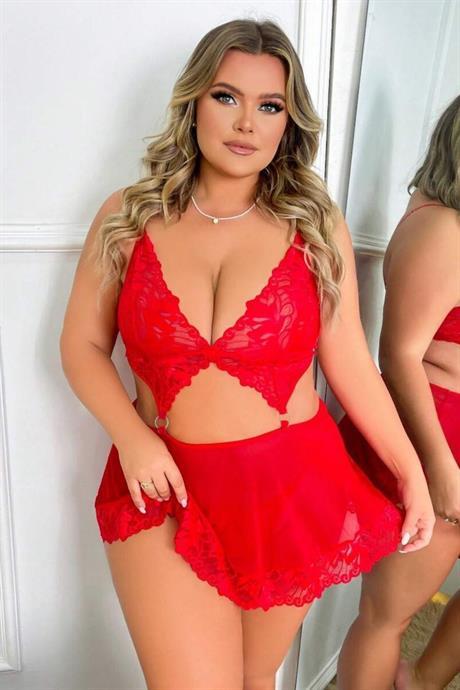 Bella Notte Kırmızı  Valentines Tasarım Gecelik 18511