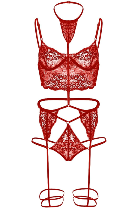 Bella Notte Kırmızı Dantel Harnes Detaylı Seksi İç Çamaşırı 16026