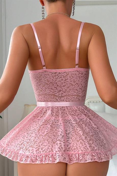 Bella Notte Pembe Askılı Dantelli Gecelik 15718