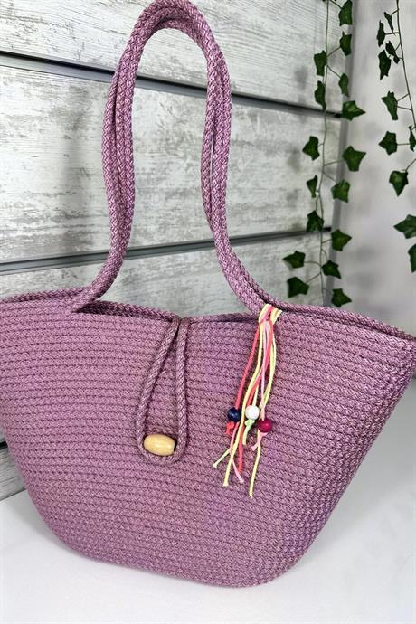 Bella Notte Pembe Kadın El Yapımı Günlük/Plaj Çantası 8001