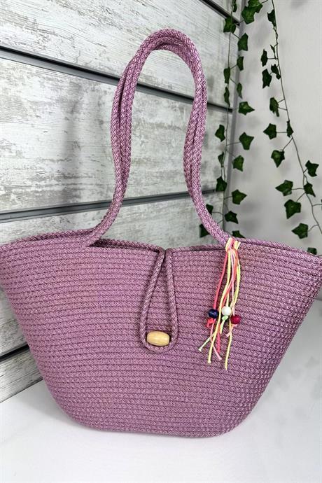 Bella Notte Pembe Kadın El Yapımı Günlük/Plaj Çantası 8001