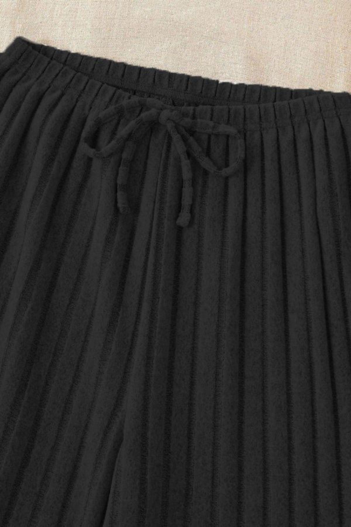 Bella Notte Siyah Fitilli Pamuklu Pijama Altı SYH-7199