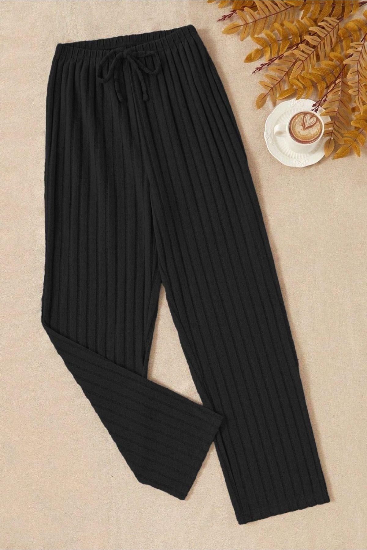 Bella Notte Siyah Fitilli Pamuklu Pijama Altı SYH-7199