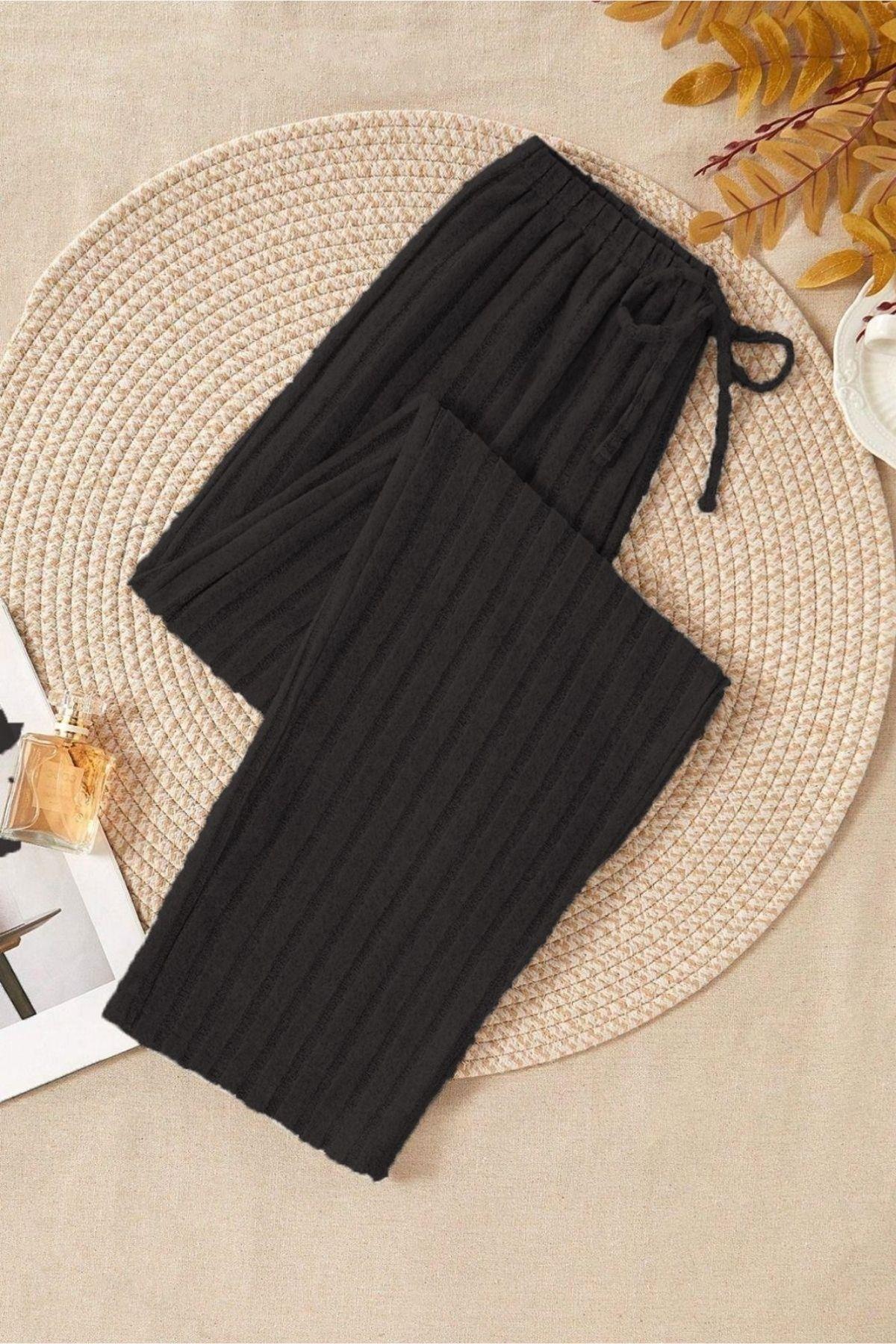 Bella Notte Siyah Fitilli Pamuklu Pijama Altı SYH-7199