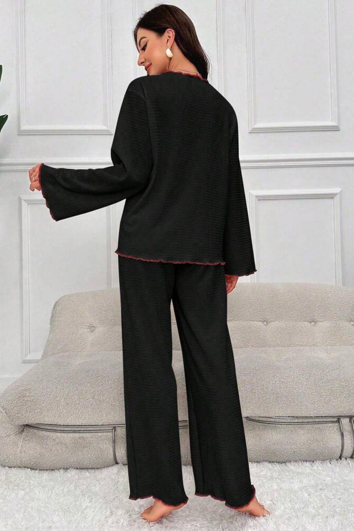 Bella Notte Siyah Uzun Kollu Pijama Takımı 7396