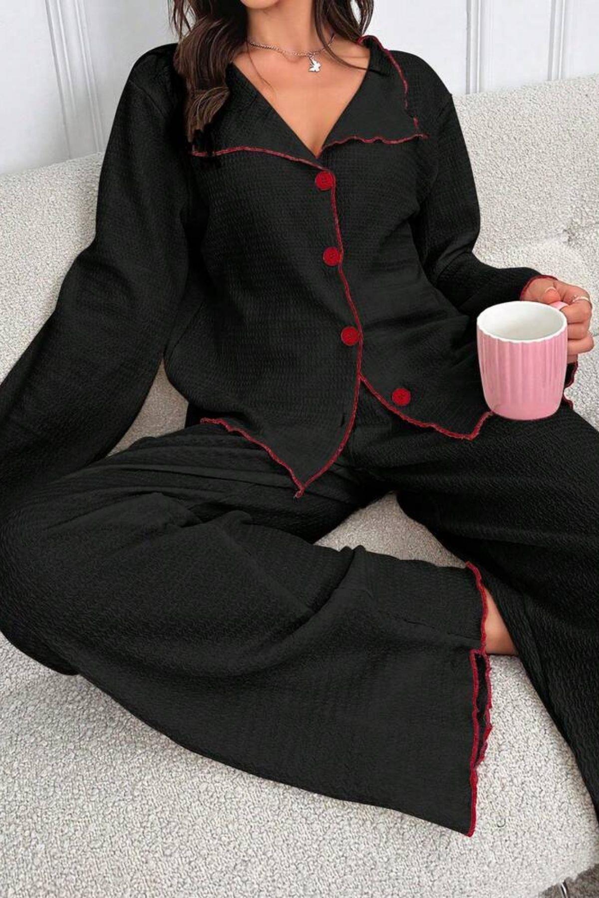 Bella Notte Siyah Uzun Kollu Pijama Takımı 7396
