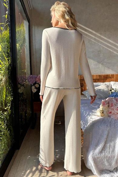 Bella Notte Açık Bej Konforlu Ev Giyim Pijama Takımı 7050