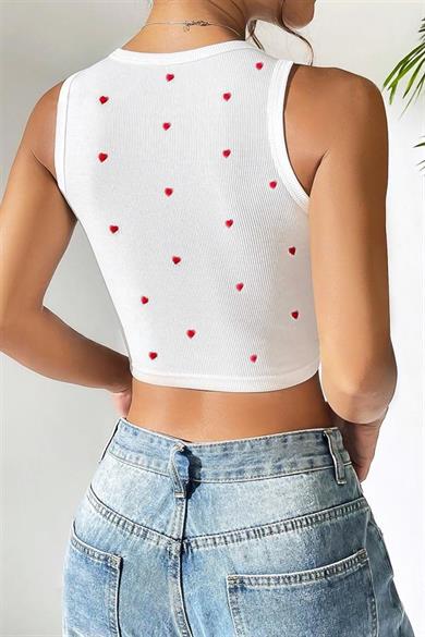 Bella Notte Beyaz Mini Kalp Baskılı Pinterest Model Atlet A-7503