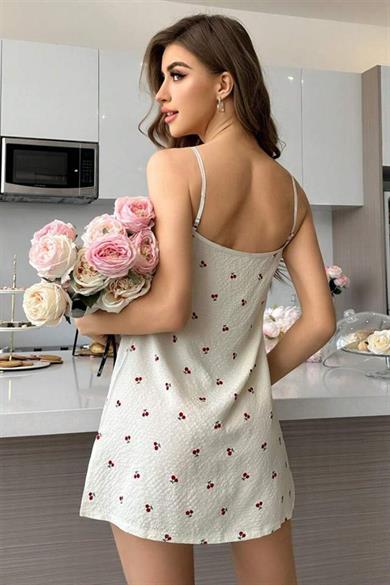 Bella Notte Beyaz Rüya Kirazları Mini Gecelik 15730