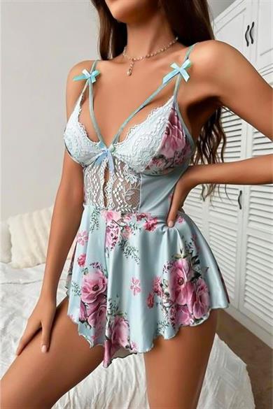 Bella Notte Buz Mavisi Desenli Tulum 15094