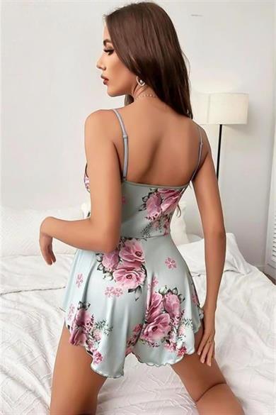 Bella Notte Buz Mavisi Desenli Tulum 15094