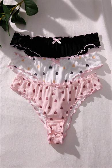 Bella Notte Çok Renkli Marul Trim 3 Lü Külot Set 18039