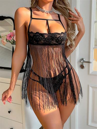 Bella Notte Dantelli Püskül Detaylı Fantezi Gecelik 15939