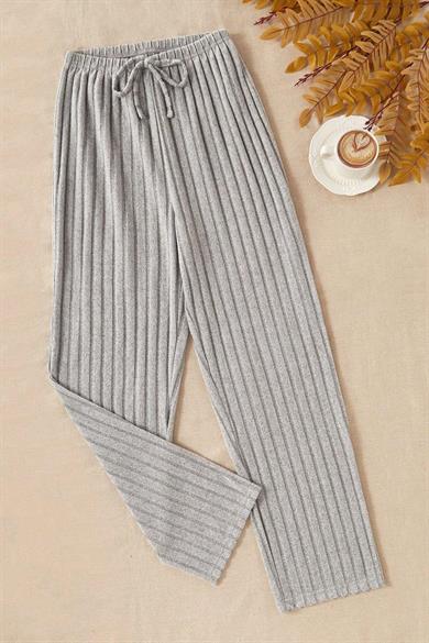 Bella Notte Gri Fitilli Pamuklu Pijama Altı GRİ-7199