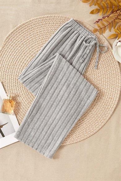 Bella Notte Gri Fitilli Pamuklu Pijama Altı GRİ-7199