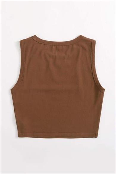Bella Notte Kahverengi Kalın Askılı Crop BN6572K