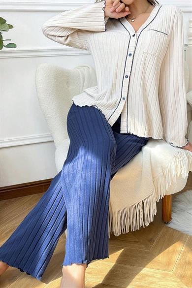 Bella Notte Lacivert Pamuklu Konfor Pijama Takımı 77011